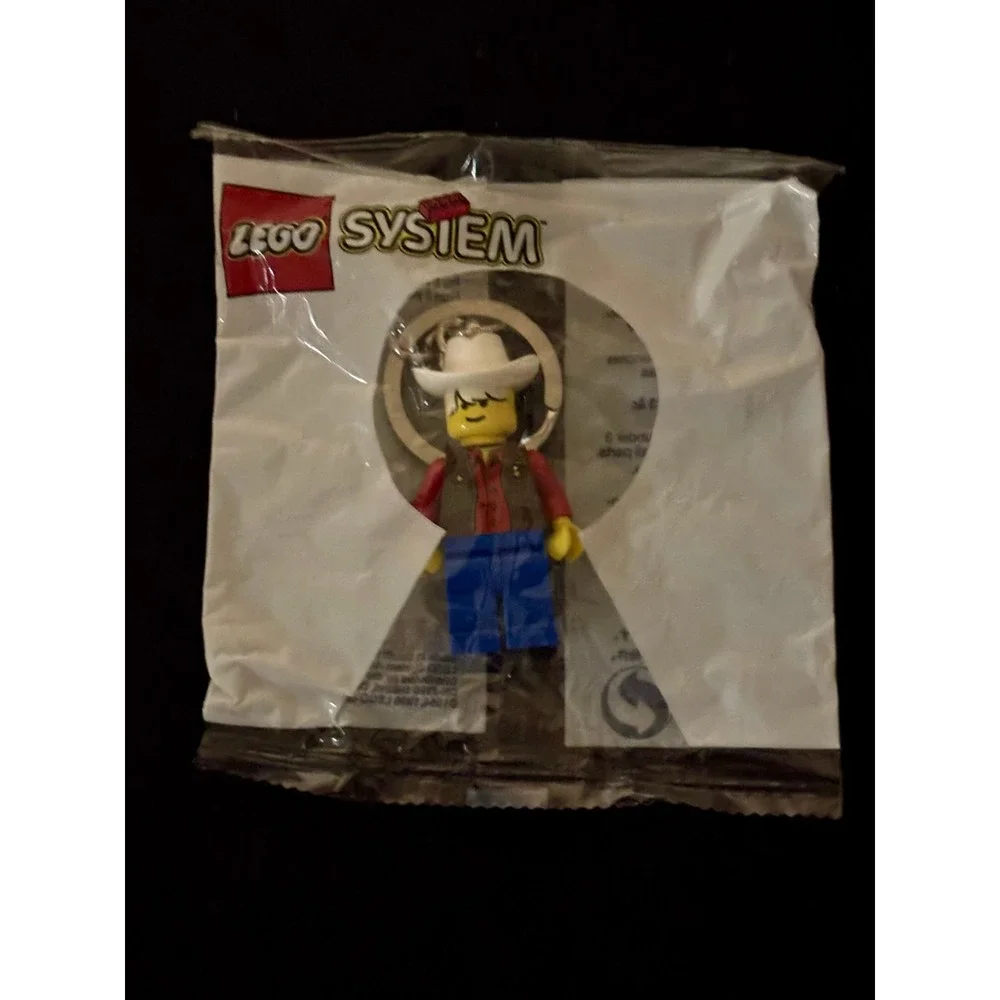 Vintage LEGO System Western Cowboy Minifigure Keychain Sealed Polybag 1996